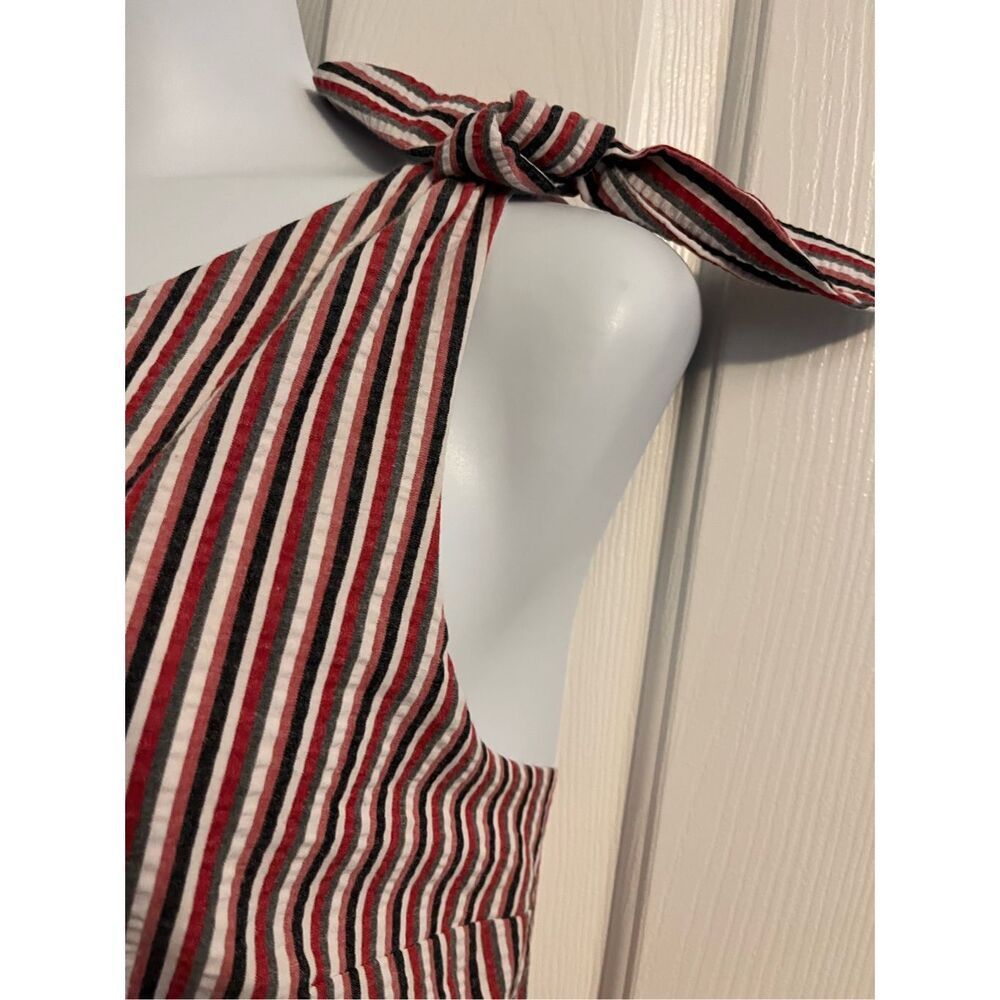 LOFT Cotton Striped One Shoulder Dress. Size 14 - Picture 3 of 7
